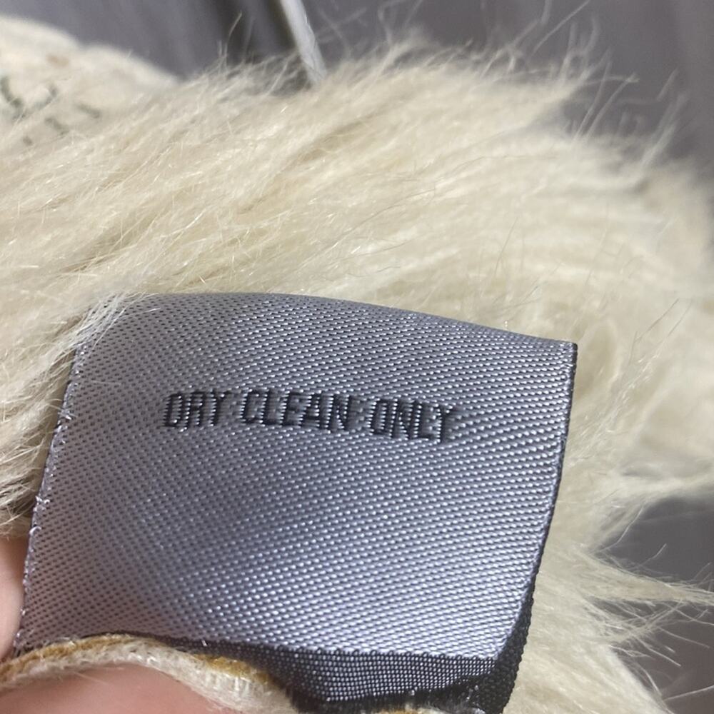 Vintage Rave Y2K Faux Suede and Shearling Embroidered Embellished Cream Vest XL - Picture 7 of 7